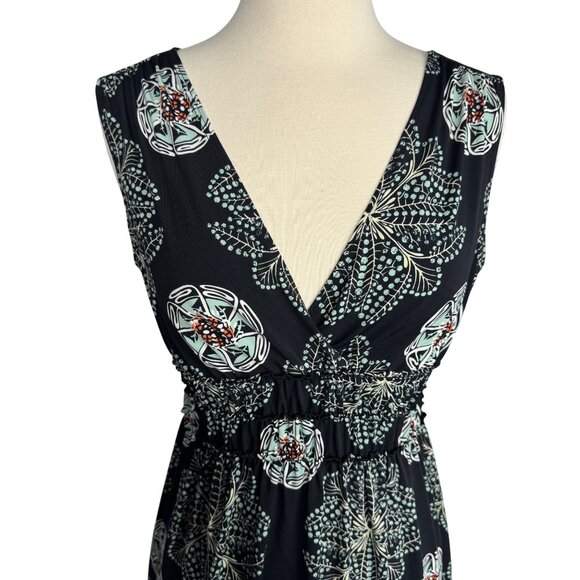Vintage Y2K Max Edition Black Kaleidoscope Print Baby Doll Dress V Neck Stretchy - Picture 3 of 9